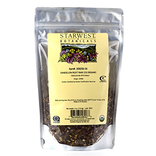 Starwest Botanicals Organic Raw Dandelion Root Tea [4 Ounces] Bulk Cut & Sifted (C/S) Loose Tea